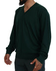 Dolce & Gabbana Elegant Green V-Neck Cashmere Sweater