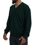 Dolce & Gabbana Elegant Green V-Neck Cashmere Sweater