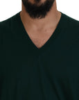 Dolce & Gabbana Elegant Green V-Neck Cashmere Sweater