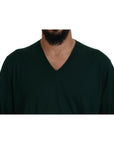 Dolce & Gabbana Elegant Green V-Neck Cashmere Sweater