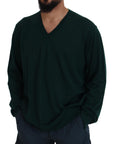 Dolce & Gabbana Elegant Green V-Neck Cashmere Sweater