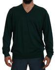 Dolce & Gabbana Elegant Green V-Neck Cashmere Sweater