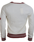 Dolce & Gabbana Off White Silk Cotton V-Neck Sweater