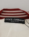 Dolce & Gabbana Off White Silk Cotton V-Neck Sweater