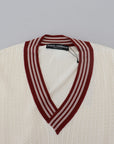 Dolce & Gabbana Off White Silk Cotton V-Neck Sweater