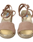 Prada Elegant Suede Ankle Strap Wedge Sandals