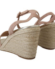 Prada Elegant Suede Ankle Strap Wedge Sandals