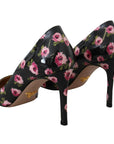 Prada Elegant Floral Print Leather Pumps