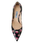 Prada Elegant Floral Print Leather Pumps