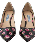 Prada Elegant Floral Print Leather Pumps