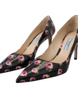 Prada Elegant Floral Print Leather Pumps