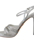 Prada Elegant Silver Stiletto Heels Sandals
