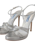 Prada Elegant Silver Stiletto Heels Sandals