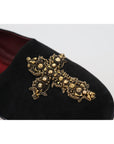 Dolce & Gabbana Black Gold Crystal Sequined Loafers