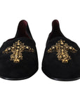 Dolce & Gabbana Black Gold Crystal Sequined Loafers