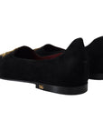 Dolce & Gabbana Black Gold Crystal Sequined Loafers