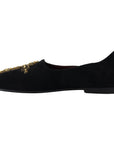 Dolce & Gabbana Black Gold Crystal Sequined Loafers