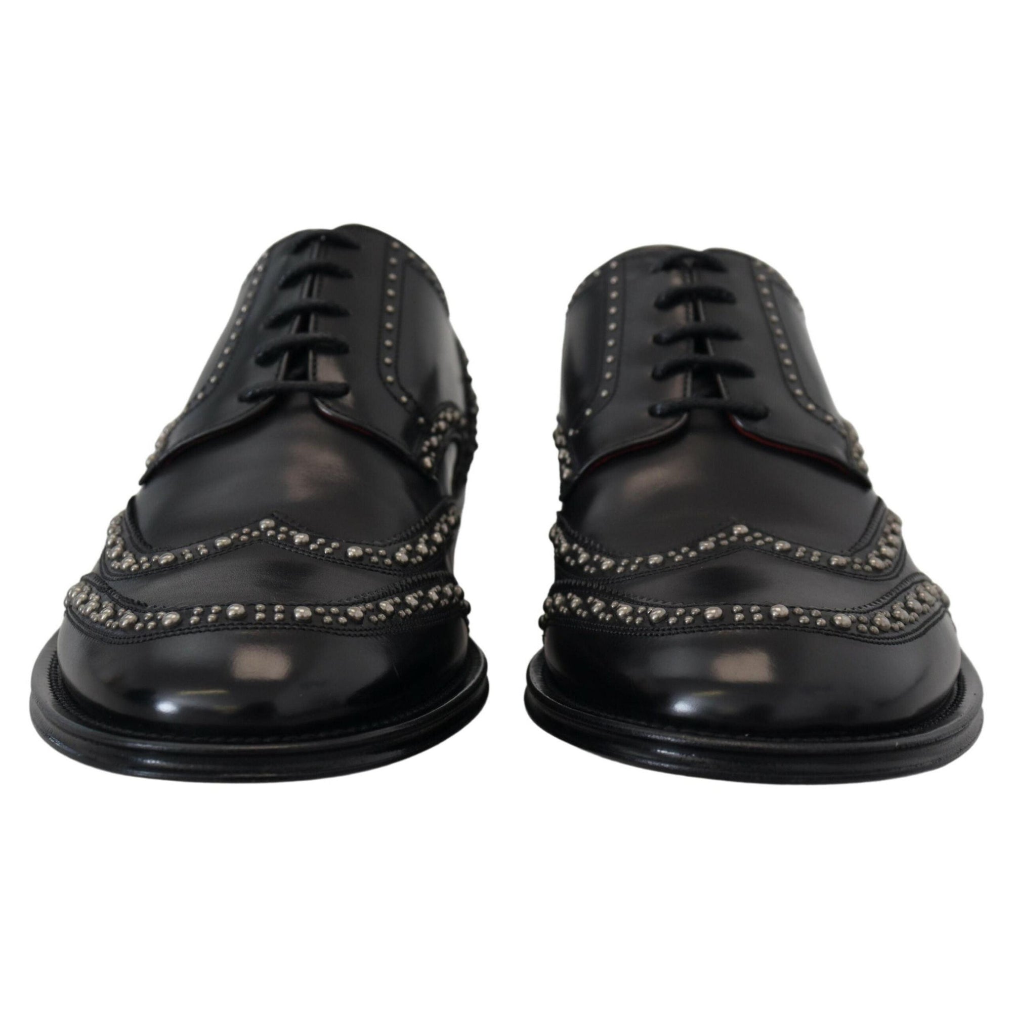 Dolce & Gabbana Elegant Studded Black Derby Shoes