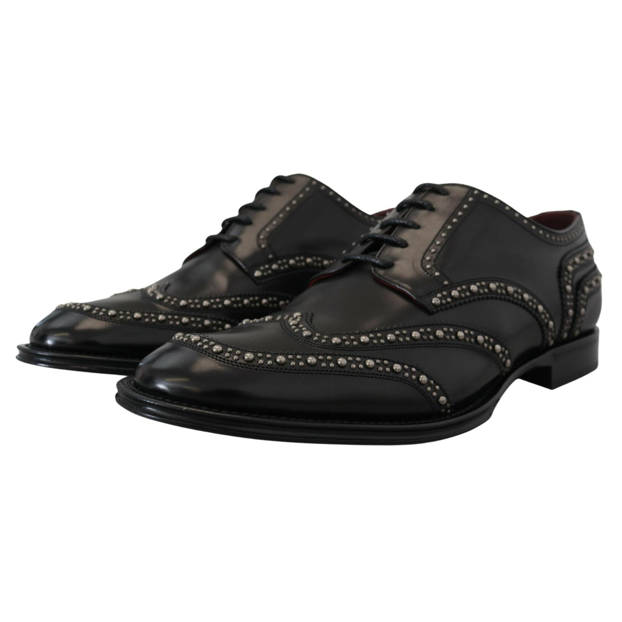 Dolce & Gabbana Elegant Studded Black Derby Shoes
