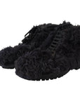 Dolce & Gabbana Black Leather Shearling Ankle Boots