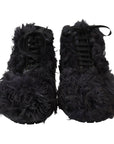 Dolce & Gabbana Black Leather Shearling Ankle Boots