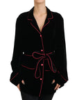 Dolce & Gabbana Elegant Black Silk-Blend Jacket with Waist Belt