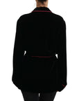 Dolce & Gabbana Elegant Black Silk-Blend Jacket with Waist Belt
