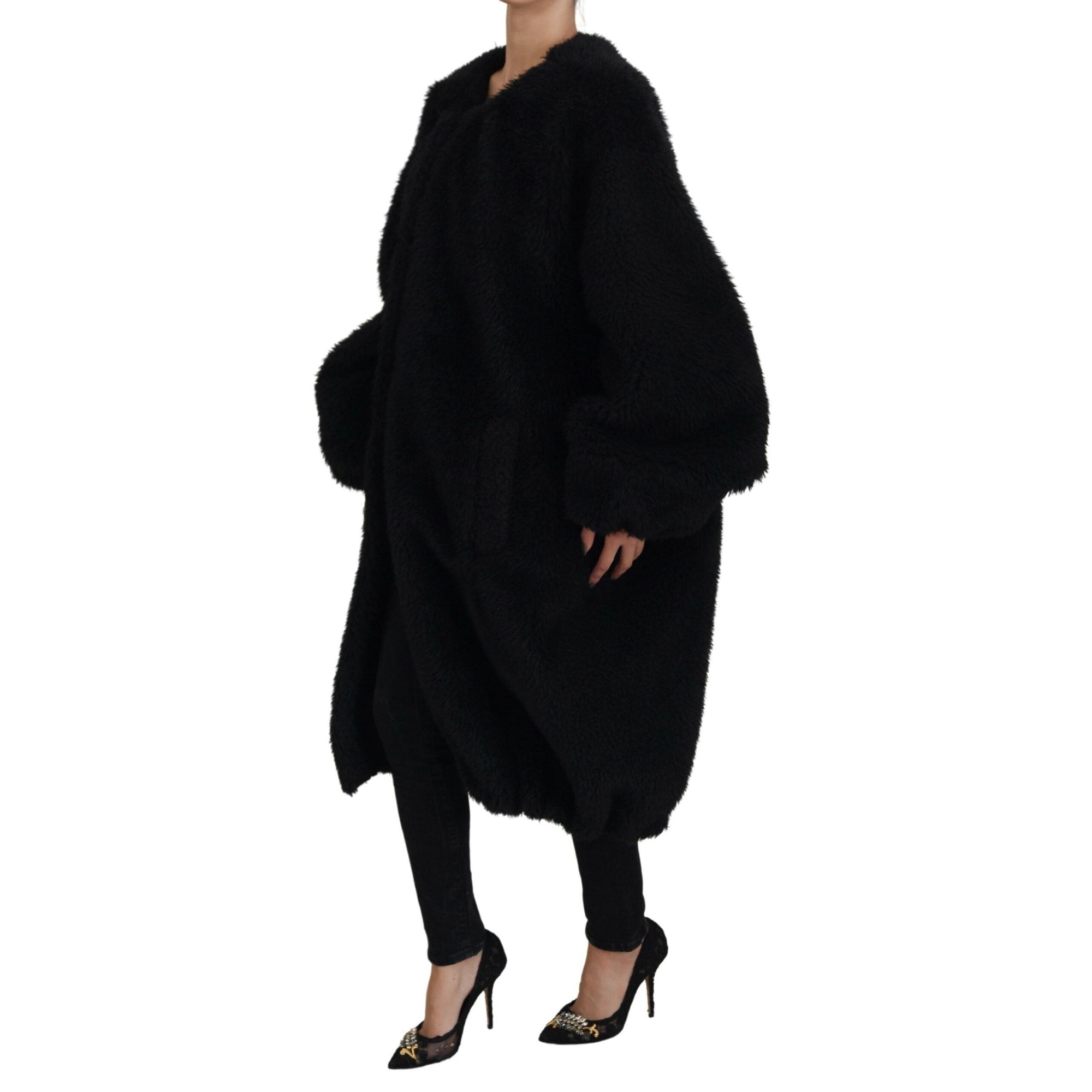 Dolce & Gabbana Elegant Black Cashmere Blend Overcoat Jacket