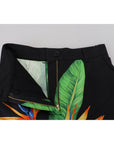 Dolce & Gabbana High Waist Hot Pants Shorts in Black Leaves Print