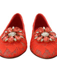 Dolce & Gabbana Elegant Lace Vally Flats in Coral Red