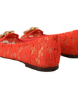 Dolce & Gabbana Elegant Lace Vally Flats in Coral Red