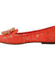 Dolce & Gabbana Elegant Lace Vally Flats in Coral Red