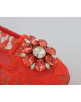 Dolce & Gabbana Elegant Lace Vally Flats in Coral Red
