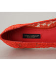 Dolce & Gabbana Elegant Lace Vally Flats in Coral Red