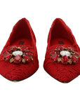 Dolce & Gabbana Red Crystal-Embellished Flats