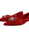 Dolce & Gabbana Red Crystal-Embellished Flats