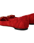 Dolce & Gabbana Red Crystal-Embellished Flats