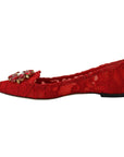 Dolce & Gabbana Red Crystal-Embellished Flats