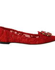 Dolce & Gabbana Red Crystal-Embellished Flats