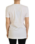 Dolce & Gabbana Elegant White Crew Neck Tee with Colorful Print