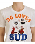 Dolce & Gabbana Elegant White Crew Neck Tee with Colorful Print