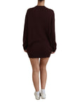 Dolce & Gabbana Chic Maroon V-Neck Wool Cardigan