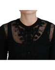 Dolce & Gabbana Elegant Black Floral Lace Cardigan Sweater