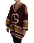 Dolce & Gabbana Multicolor V-Neck Pullover Sweater
