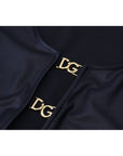 Dolce & Gabbana Elegant Black 3/4 Sleeve Top with Gold Detailing