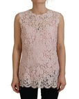 Dolce & Gabbana Elegant Sheer Lace Sleeveless Blouse in Pink
