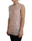 Dolce & Gabbana Elegant Sheer Lace Sleeveless Blouse in Pink