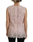 Dolce & Gabbana Elegant Sheer Lace Sleeveless Blouse in Pink