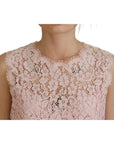 Dolce & Gabbana Elegant Sheer Lace Sleeveless Blouse in Pink