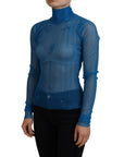 Dolce & Gabbana Elegant Blue Mesh Blouse Top